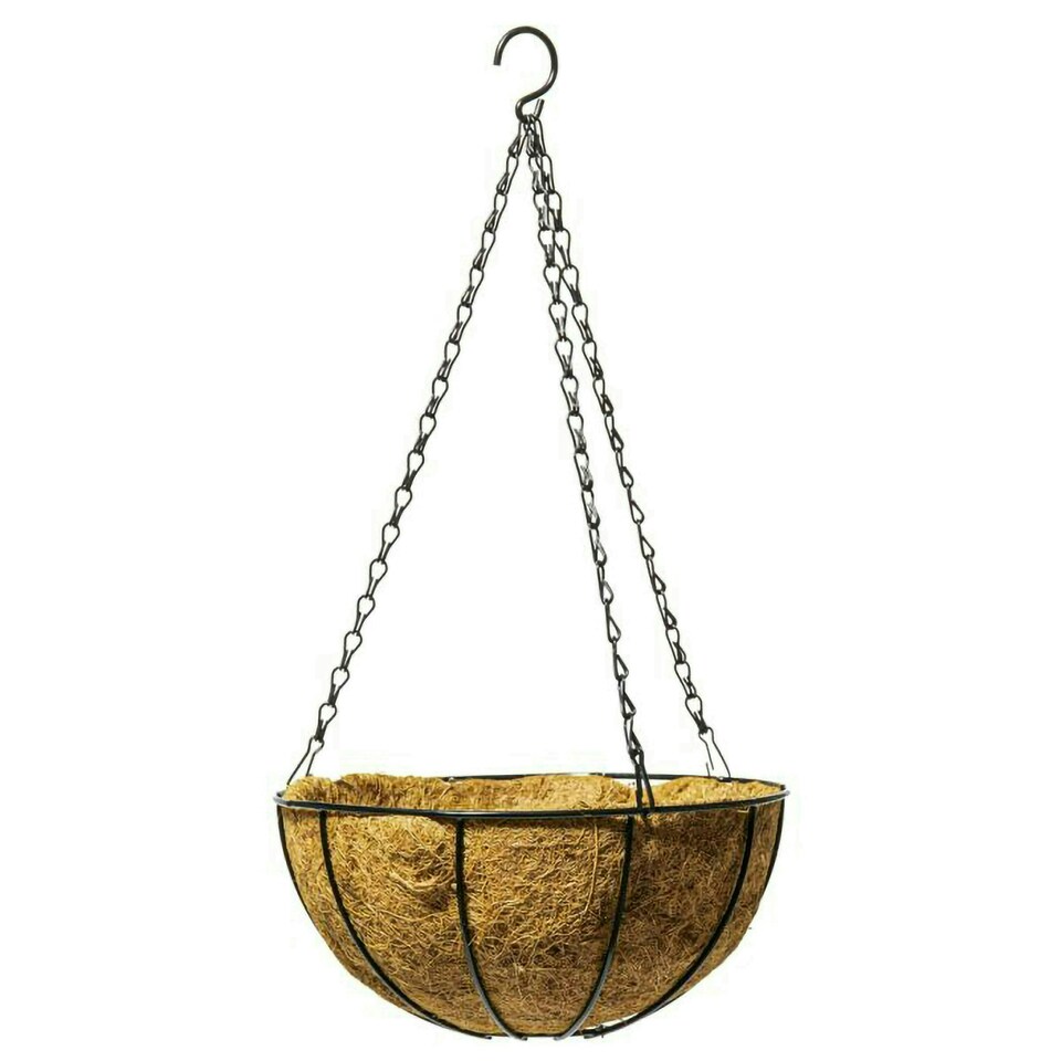 image 1 of Primrose Wire Hanging Basket Plant Pot Planter with Coco Liner 20cm
