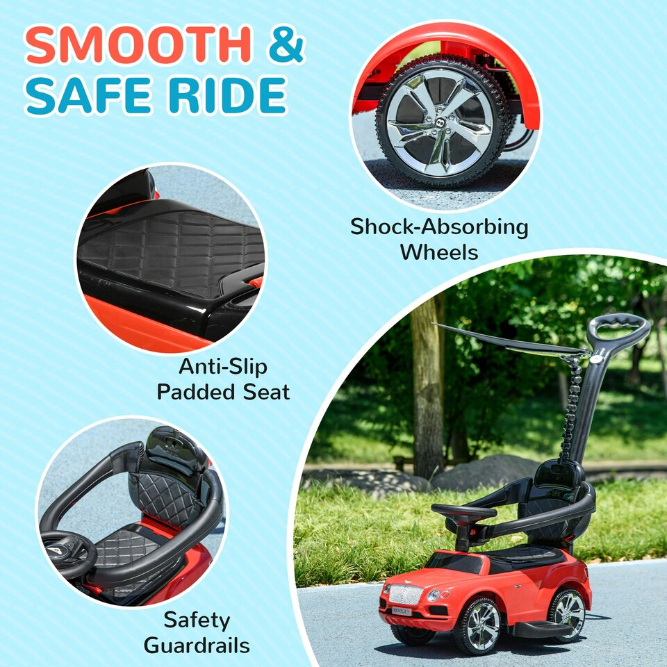 image 1 of AIYAPLAY Bentley Bentayga Licensed Baby Push Car w/ Under Seat Storage - Red