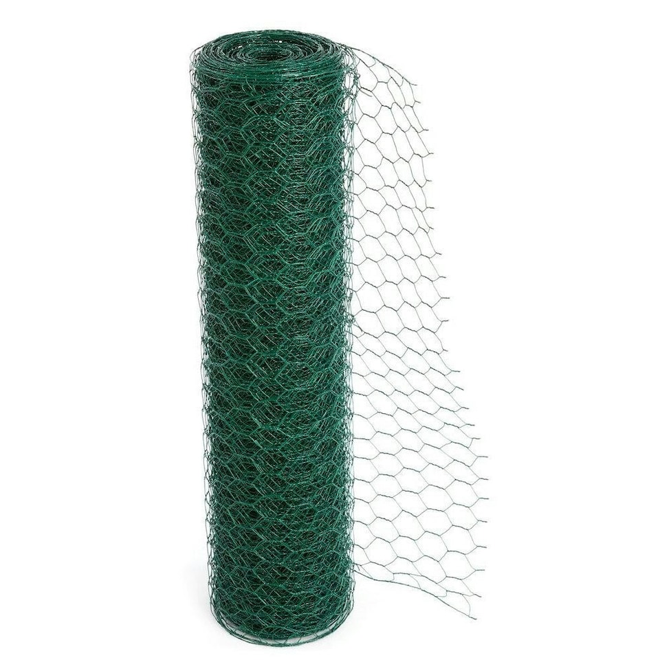image 1 of True Products PVC Coated Galvanised Chicken Wire Netting - Rabbit Poultry Fence 25mm Mesh - 0.5m x 10m