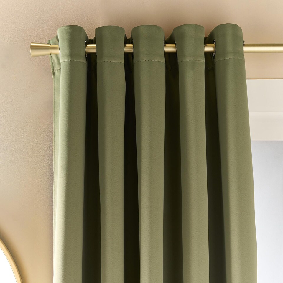 image 1 of OHS Essentials Eyelet Blackout Thermal Curtain Pair - 66x54 inch | Green | Olive