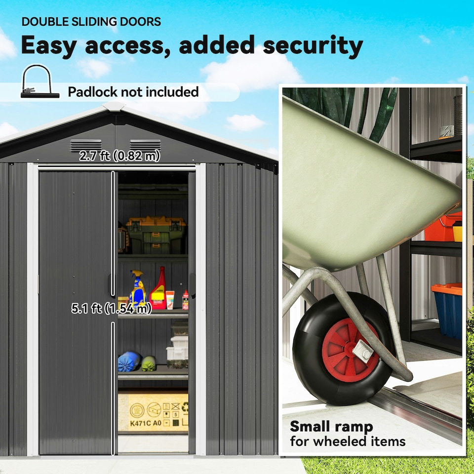 image 1 of Outsunny 6.5x3.5ft Metal Garden Shed for Garden and Outdoor Storage, Dark Grey