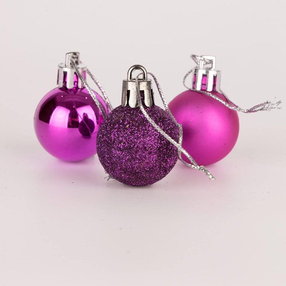 image 1 of 30mm/24Pcs Christmas Baubles Shatterproof Purple,Tree Decorations