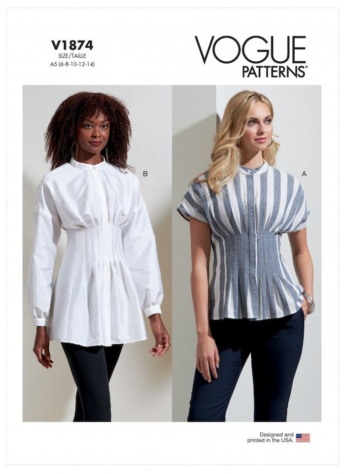 image 1 of Vogue 1874 Paper Sewing Pattern – Women’s Top, Size F5 (16–18–20–22–24), Intermediate