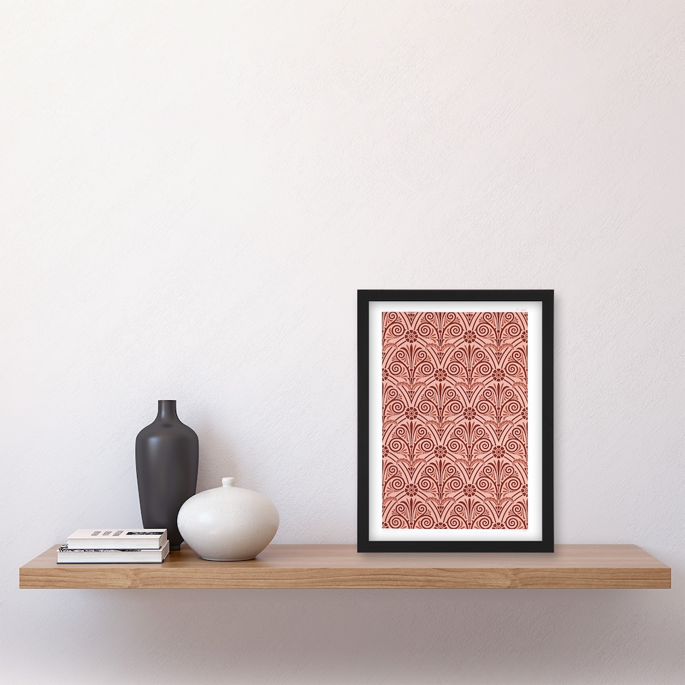 image 1 of GA and MA Audsley Framed Wall Art Antique Botanical Greek Pattern Home Décor
