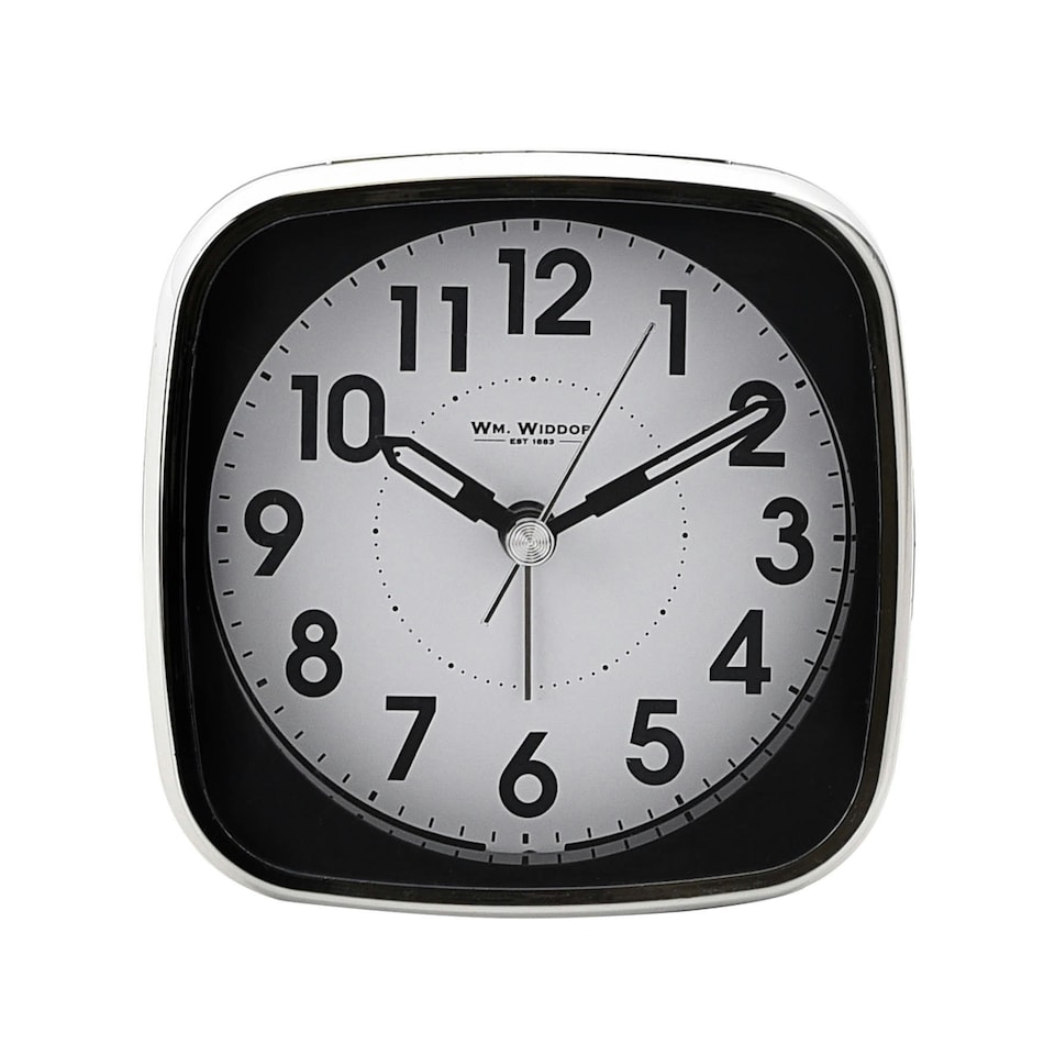 image 1 of Hometime Square Alarm Clock - Sweep/Light/Snooze - Black Black