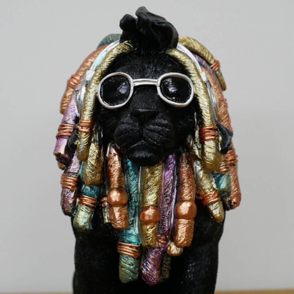 image 1 of Gifts Direct 2 U Black Lion With Dreadlocks Ornament Black