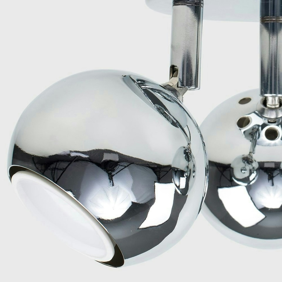 image 1 of ValueLights Retro Eyeball Polished Silver Spotlight and GU10 Spotlight LED 5W Cool White 6500K Bulb