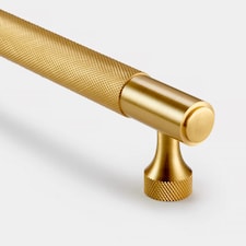 Pushka Home Solid Brass Knurled Bar Handle 160mm - Gold