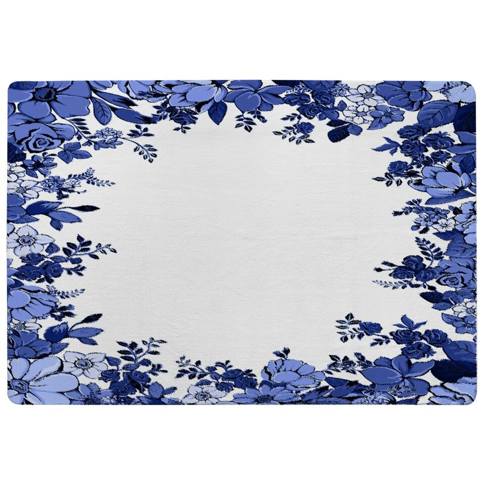 image 1 of Winter Floral Frame (Rug) Blue | Small: 60x110cm