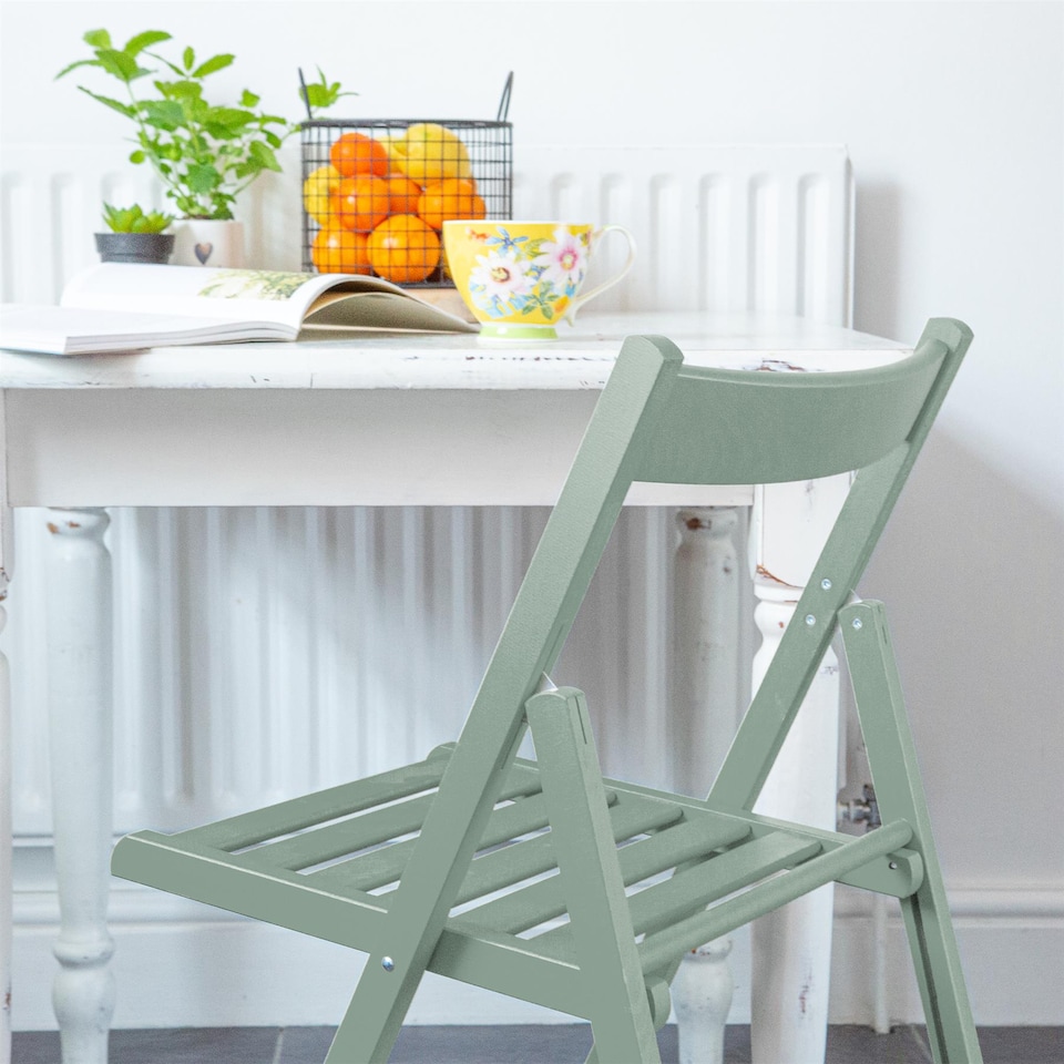 image 1 of Harbour Housewares Beech Wood Folding Chairs - Sage Green - Pack of 2 | Green | Sage Green