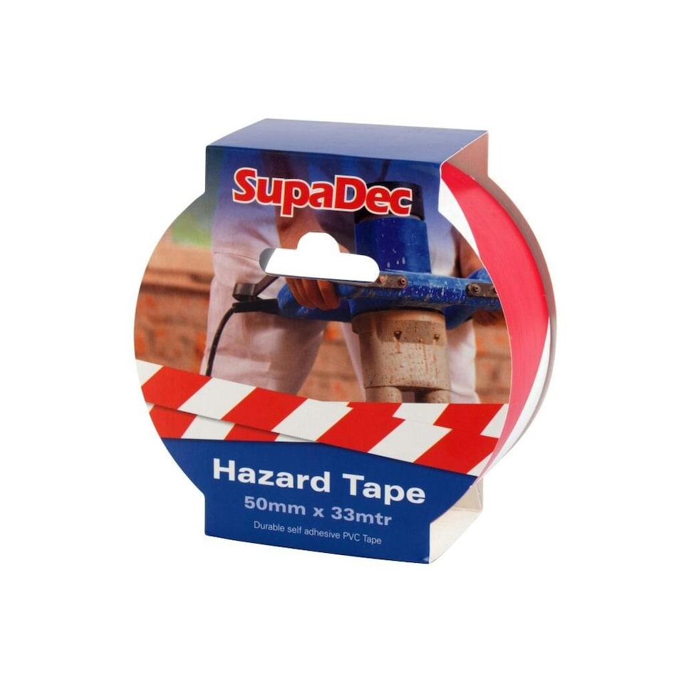 image 1 of SupaDec Hazard Warning Tape - Red/White - 50mm