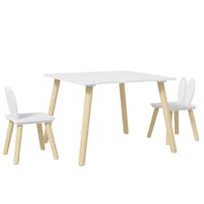 AIYAPLAY 3 Pieces Toddler Table and Chair Set for Nursery, Playroom, Classroom | White