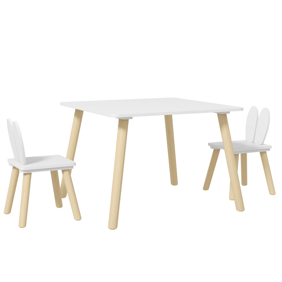 image 1 of AIYAPLAY 3 Pieces Toddler Table and Chair Set for Nursery, Playroom, Classroom | White