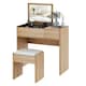 image 6 of HOMCOM Dressing Table Set Cushioned Stool Flip-up Mirror Drawer Chipboard Wood