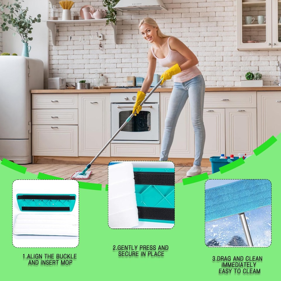 3-Pack High-Performance Microfiber Mop Refills - Multi-Surface Cleaning ...