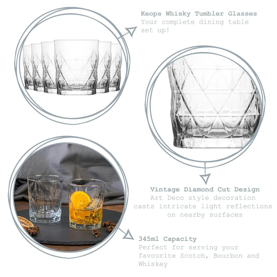 image 1 of LAV Keops Whisky Glasses - 345ml - Clear - Pack of 6 Clear
