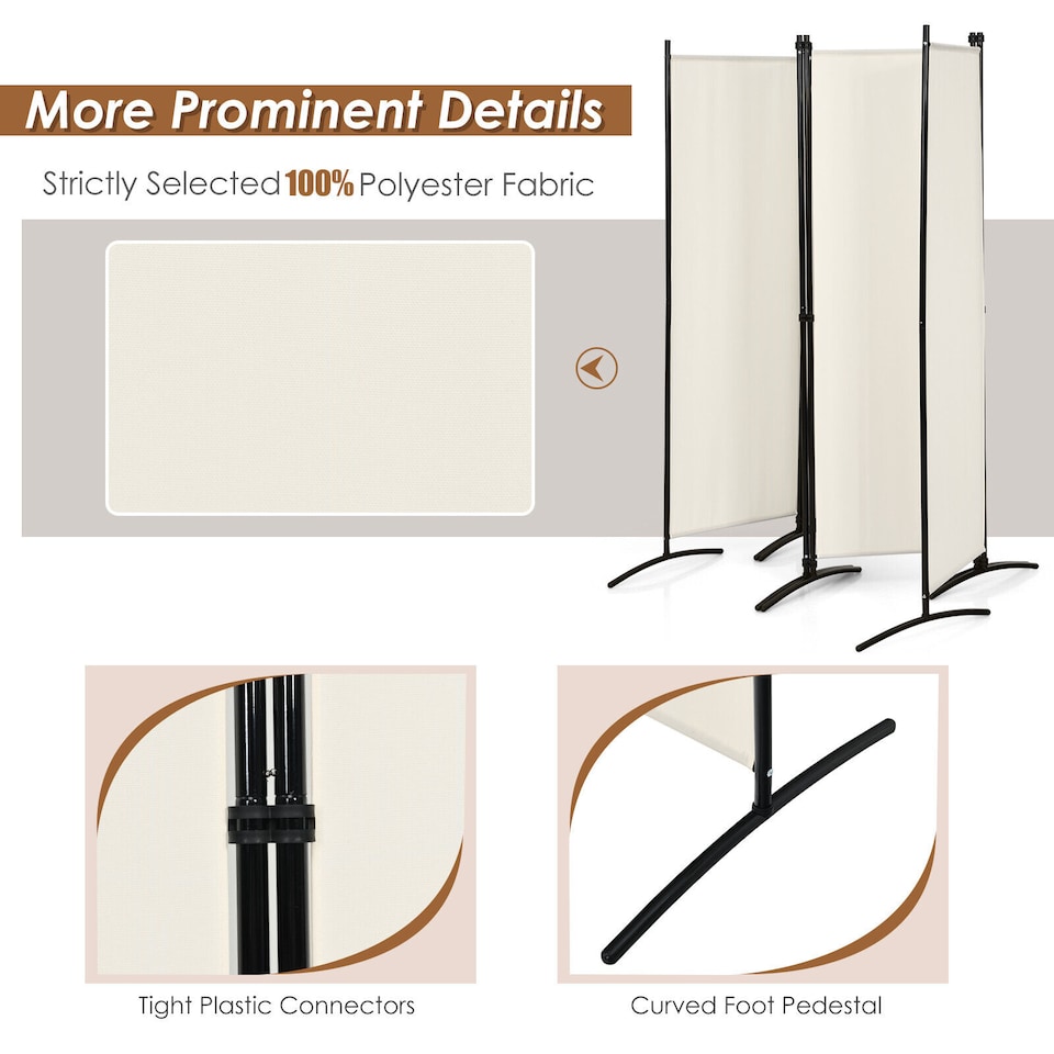 image 1 of COSTWAY 4 Panel 173cm Room Divider Folding Fabric Privacy Screen Wall Divider Indoor
