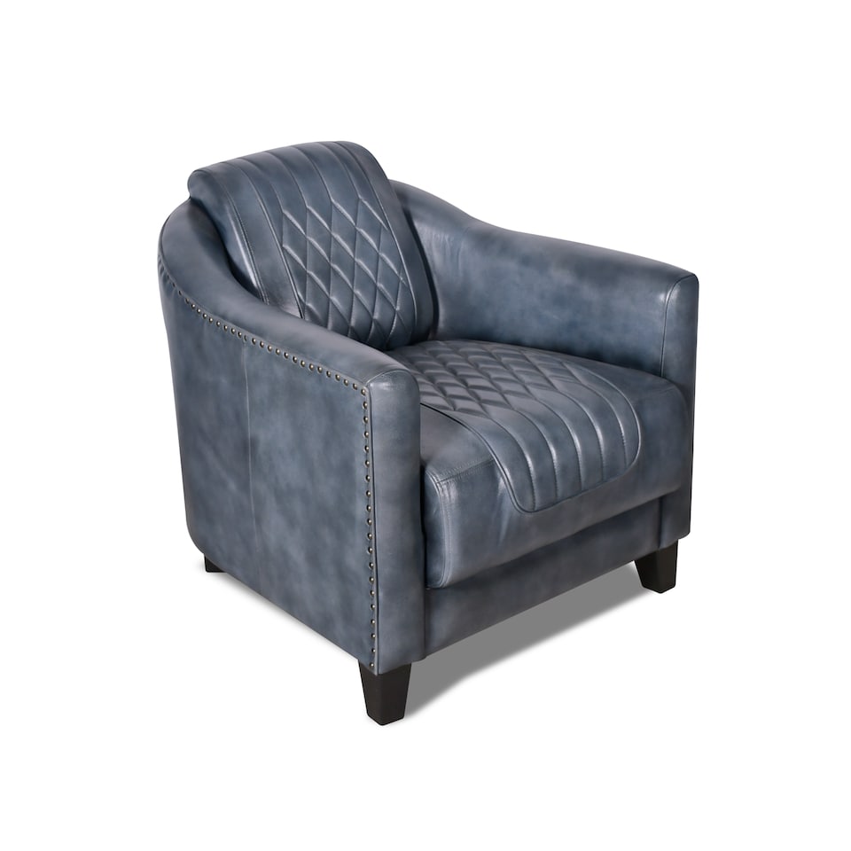 image 1 of Real Genuine Leather Tub Aviator Wing Accent Arm Chair Grey