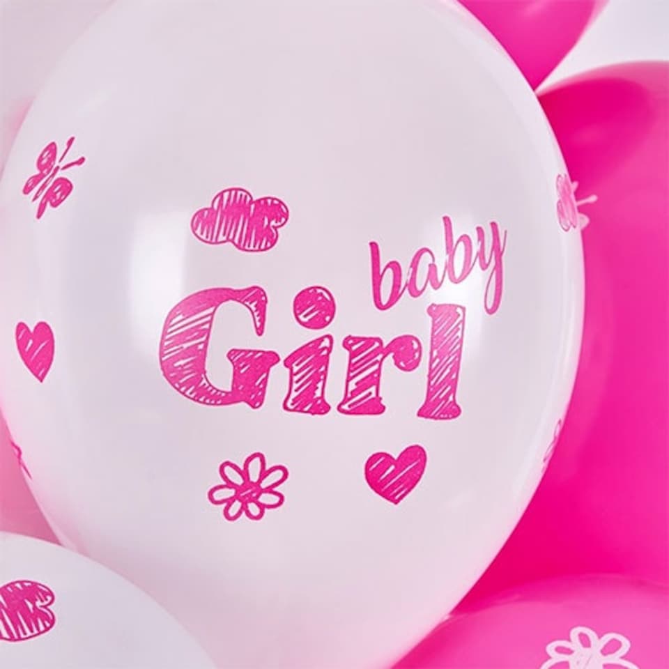 image 1 of Baby Girl Latex Balloons 33cm / 13 in - Pack of 6