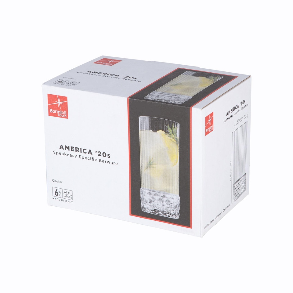 image 1 of Bormioli Rocco America '20s Highball Glasses - 480ml - Clear - Pack of 6 | Clear | Clear