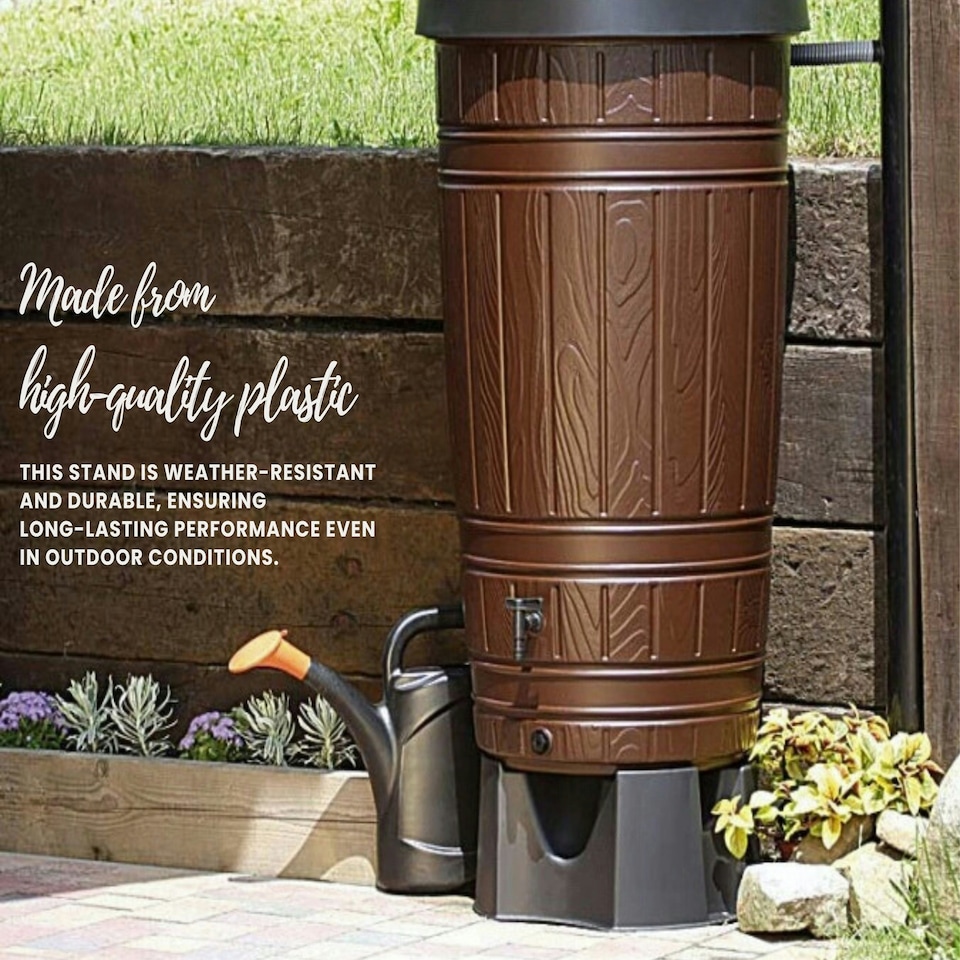 image 1 of Water Butt Kit with Tap, Diverter & Bio Cleaner –  Rainwater Collector for Garden, Balcony & Terrace – Durable Plastic Water Storage Tank Black