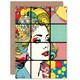 image 1 of Abstract Comic Book Bubbles Woman Face Birthday Card
