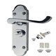 image 1 of Golden Grace Victorian Epsom Design Scroll Door Handles in Polished Chrome with 1 Pair of 3" Ball Bearing Hinges & 63mm Latch, Privacy Pack - 168mm Chrome