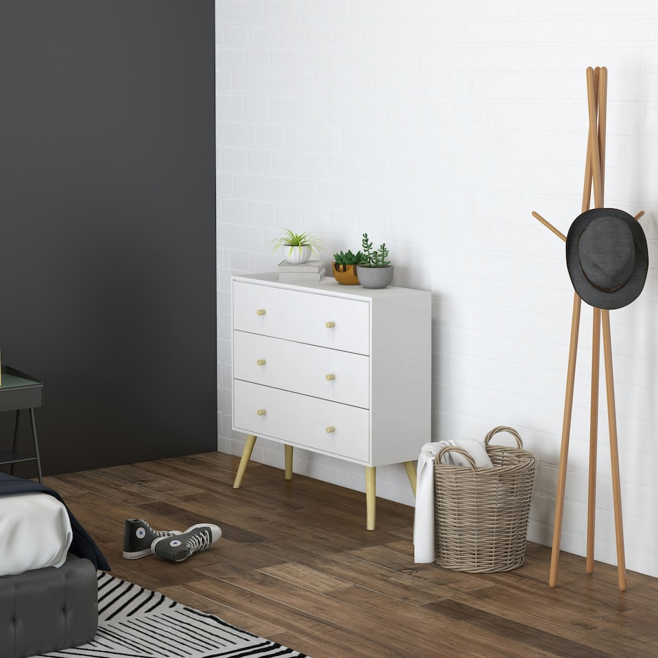 image 1 of HOMCOM Chest of Drawers, 3 Drawer Unit Storage Cabinet Bedroom