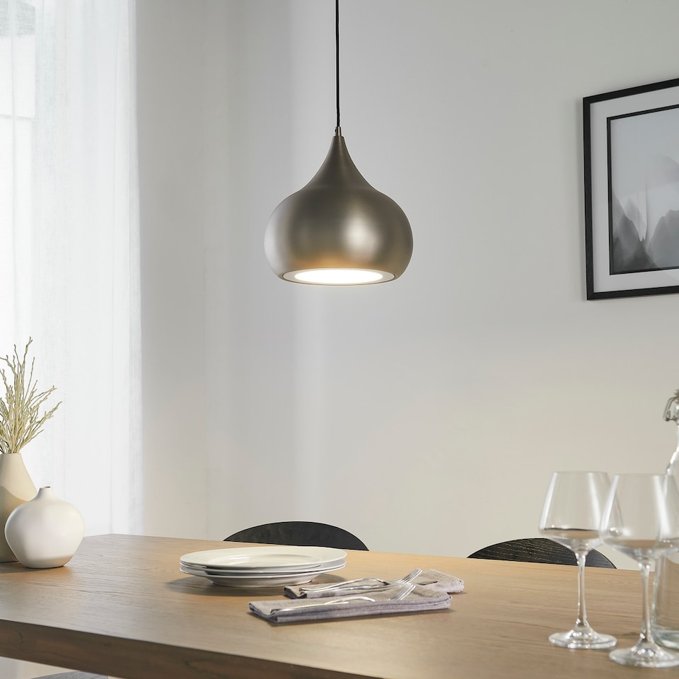 image 1 of Brosnan 1 Light Dome Ceiling Pendant Matt Nickel