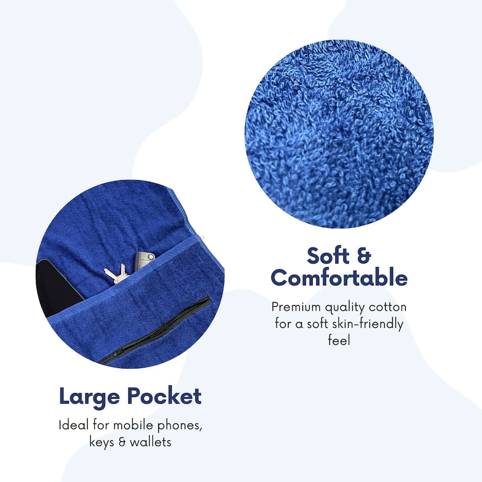 image 1 of Cotton Gym Towel with Zip Pocket - Blue Blue