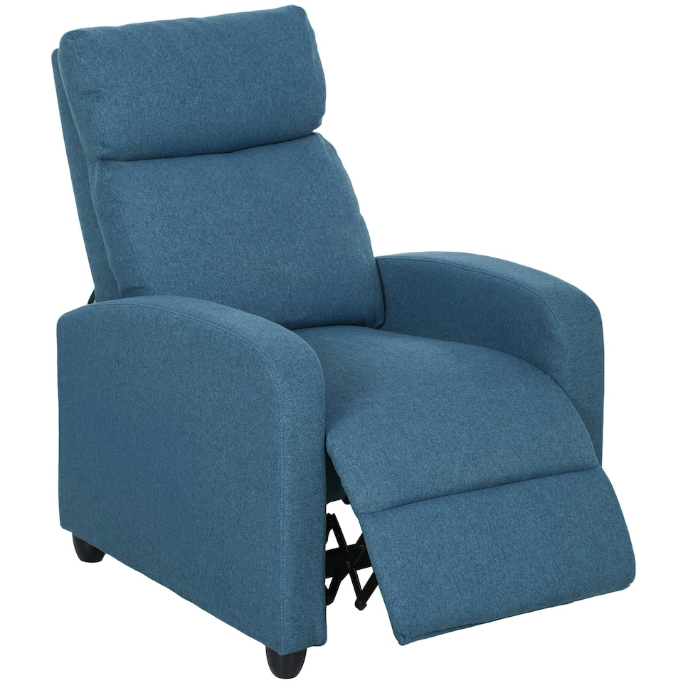 image 1 of HOMCOM Linen Fabric Reclining Chair with Padded Seat, Blue Blue