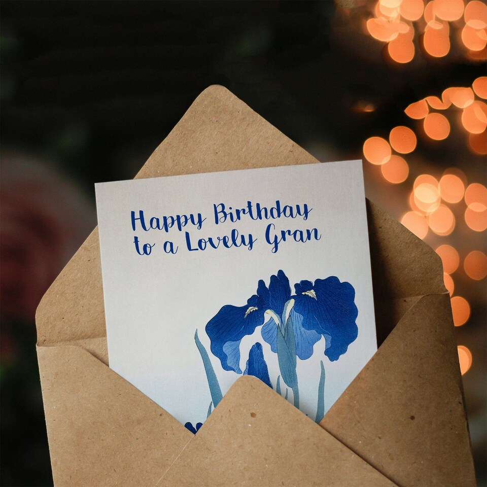 image 1 of Beautiful Elegant Iris Flower Floral Blooms Gran Her Birthday Card