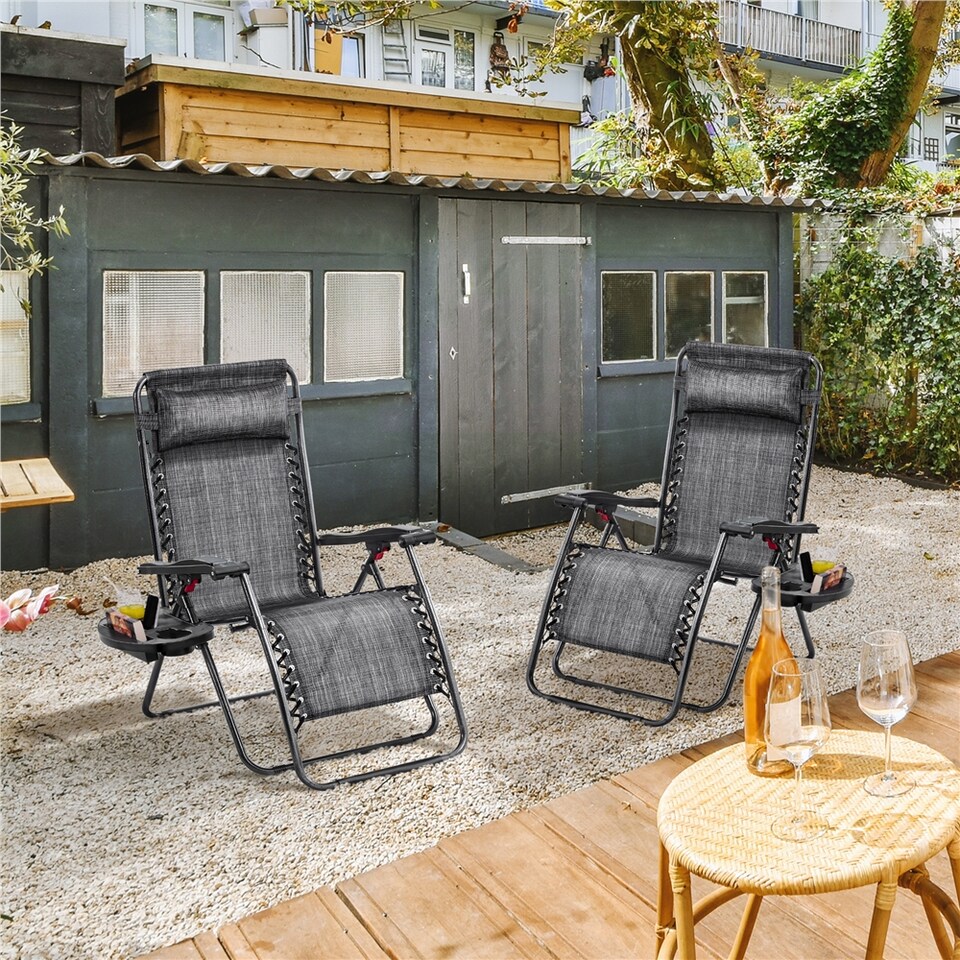 image 1 of Yaheetech 2PCS 72 cm W Oversized Zero Gravity Chairs-Grey | Grey | Grey | One Size