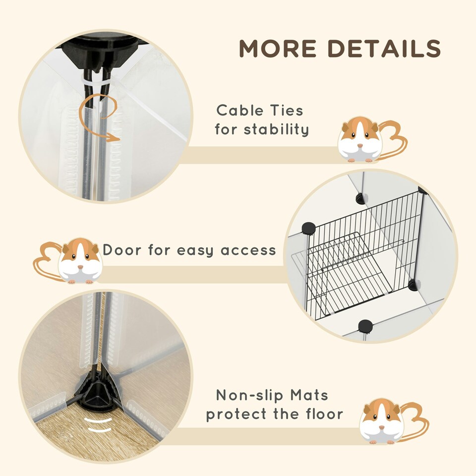 image 1 of PawHut Pet Playpen, 18 Panels DIY Small Animal Cage, for Guinea Pigs, Hegehogs