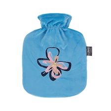 Fashy 2 Litre Hot Water Bottles with Plush Fleece Cover - Sky Blue