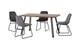 image 1 of Quebec Wave Edge Dining Set with Lukas Chairs - Medium Oak Effect - Black - Grey Velvet | Grey | 5