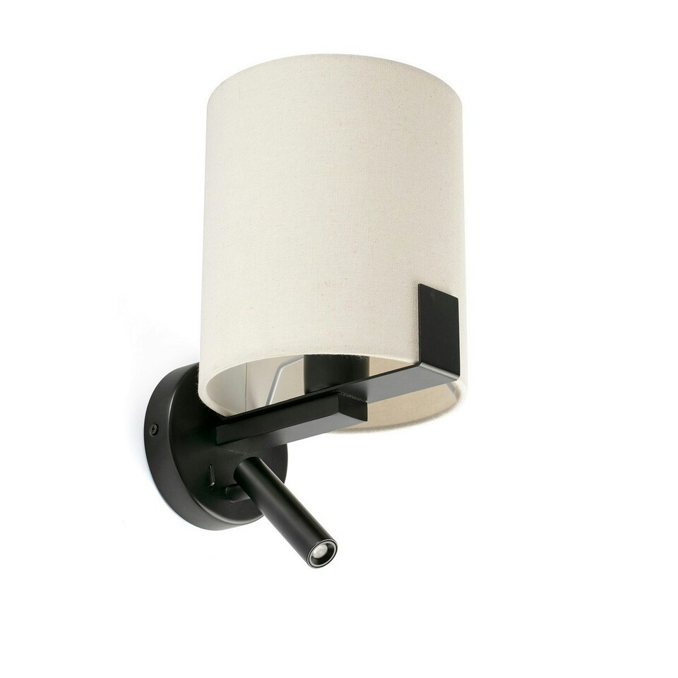 image 1 of Nila Reading Light Matt Black With Off White Shade