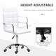 image 4 of Vinsetto Makeup Vanity Chair, PU Leather Mid Back Office Chair with Adjustable Height, Armrest and Rolling Wheels, White