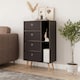 image 2 of Black 4-Drawer 2-Section Shelving Unit With Legs | Black | Black & Beech | 1