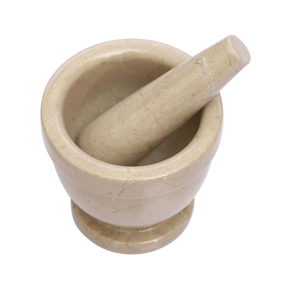image 1 of Interiors by Premier Champagne Marble Mortar & Pestle,Perfect Grinding Pestle & Mortar,Easy to Clean Large Mortar & Pestle