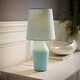 image 2 of ValueLights Arlo Pair of Duck Egg Blue Ceramic Table Lamps with Blue Shades & Bulbs | Blue