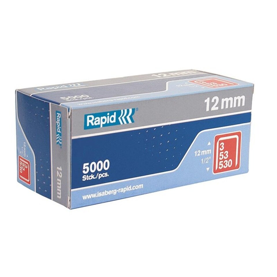 Rapid 53 Series Galvanised Staples - Galvanised - 12mm, Box of 5000