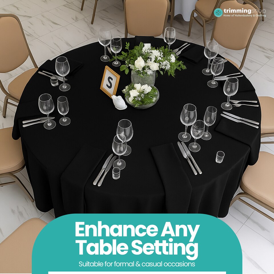 image 1 of Round Polyester Tablecloth, Premium Linen Table Cover - 108 Inch