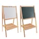 image 1 of Height Adjustable and Foldable Wood Whiteboard Black Board Easel 57 x 80cm