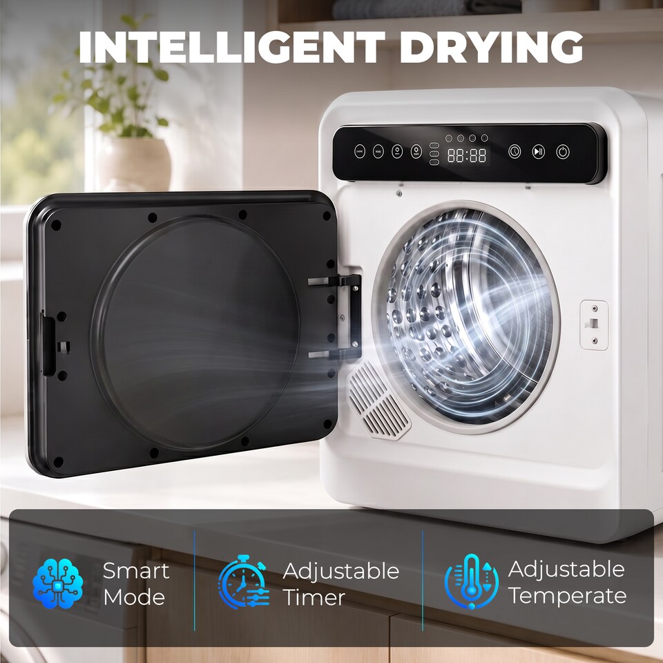 image 1 of HOMCOM 5kg Vented Tumble Dryer, 1000W Compact Front Tumble Dryer, White