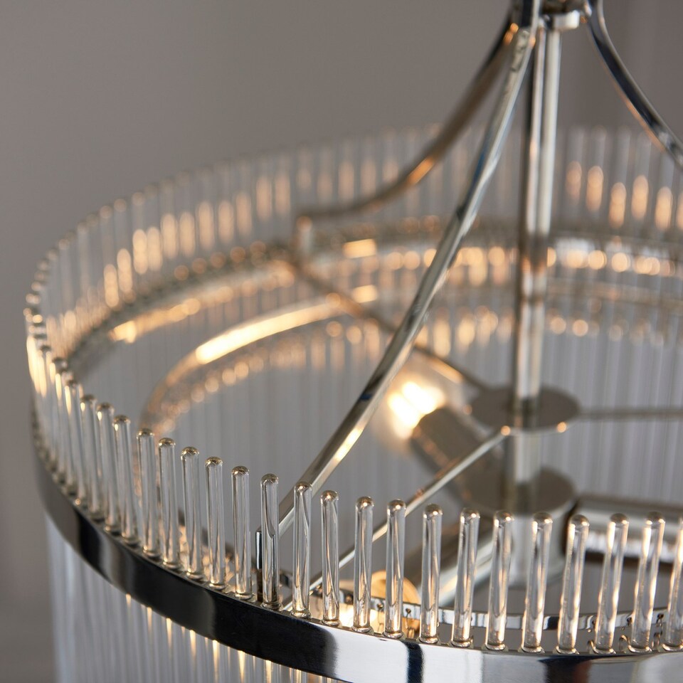 image 1 of Marietta 3 Light Multi Arm Lamp Ceiling Pendant Bright Nickel