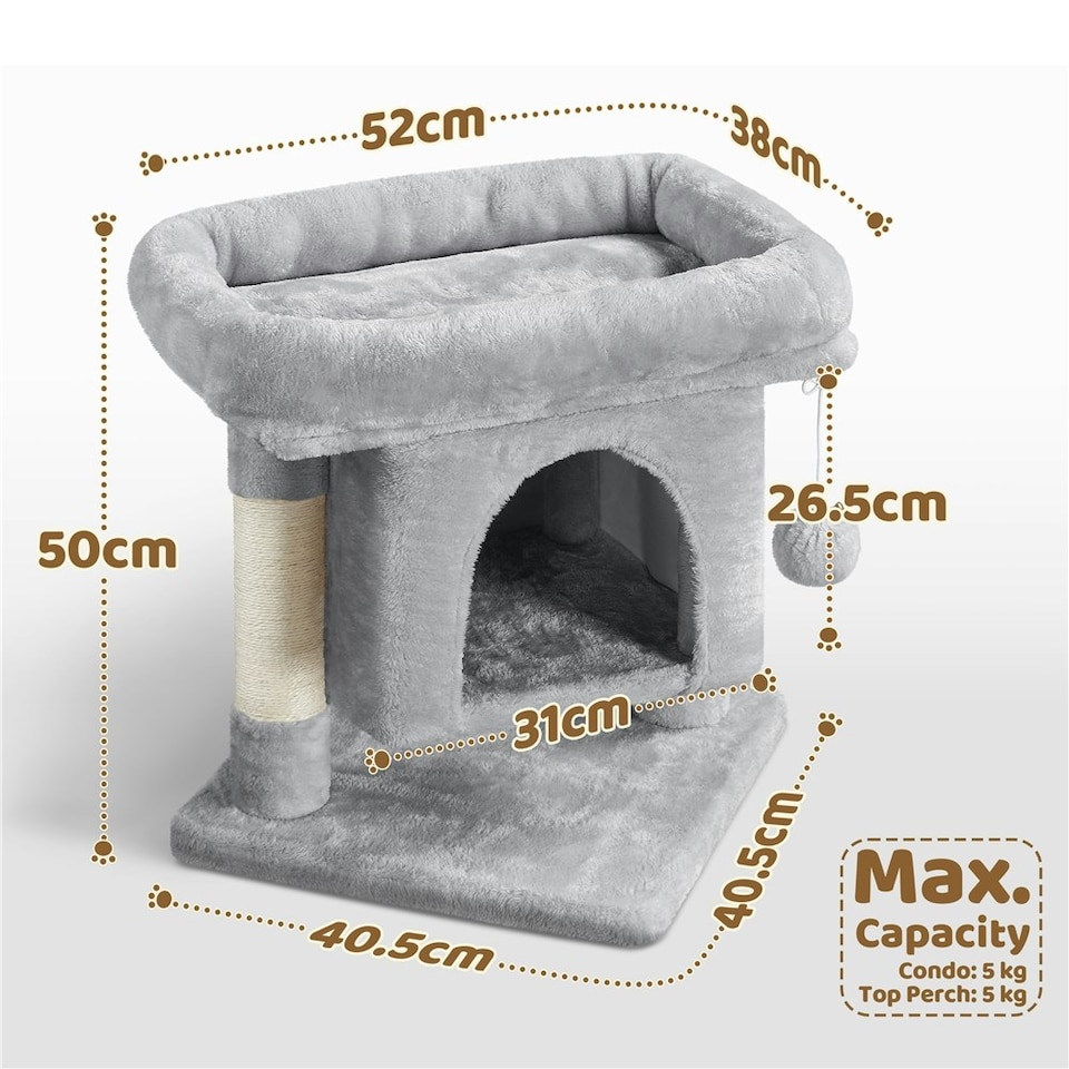 image 1 of Yaheetech 50 cm 2-Level Cat Tree with Condo Light Grey