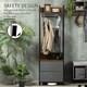 image 7 of HOMCOM Clothes Rail, Metal Coat Stand, Garment Rack with 2 Fabric Storage Drawers, Single Wardrobe for Bedroom, Hallway, Rustic Brown and Grey