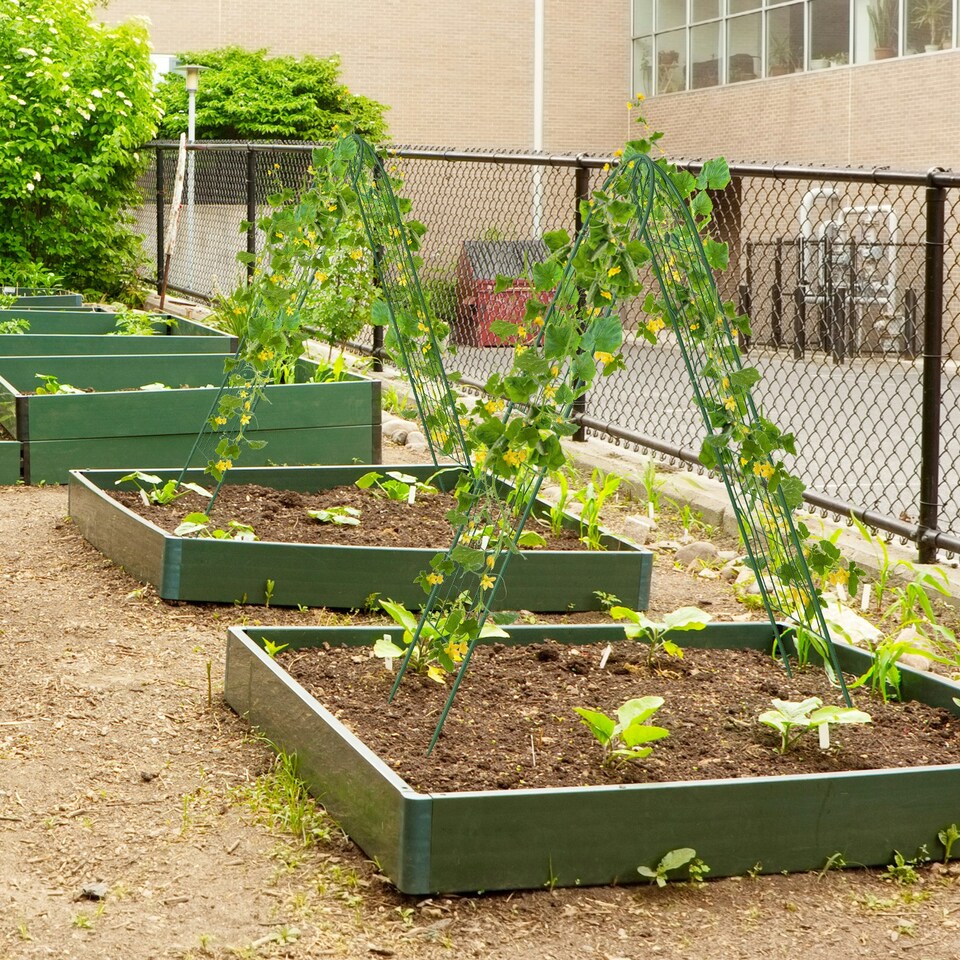 image 1 of COSTWAY 2 Pack Garden Trellis Galvanized Steel Fence Barrier