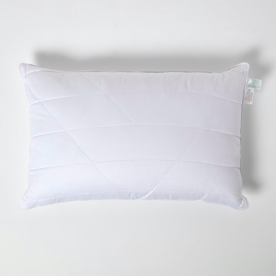 image 1 of Homescapes Luxury Organic Bamboo Pillow for Back Sleepers White
